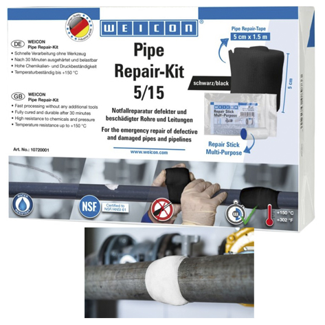 Rohr und Leitungs Dichtung für die Notfall-Reparatur beschädigter Rohre und Leitungen  150 x 5 cm WEICON